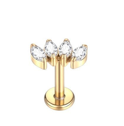 Couronne d'oreille en titane pur, fil interne, chaîne, pendentif, clous d'oreille, trèfle, Labret, produit de perçage