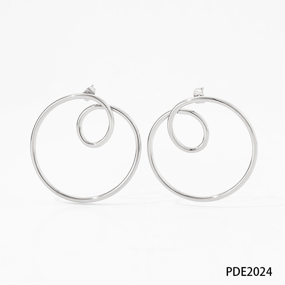 Boucles d'oreilles épurées Boucles d'oreilles courbes en cercle géométrique en acier inoxydable