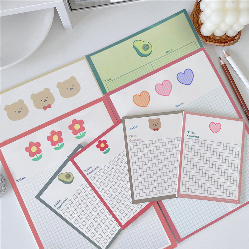 Patting Paper Cute Avocado Bear Sticky Note Book Tear