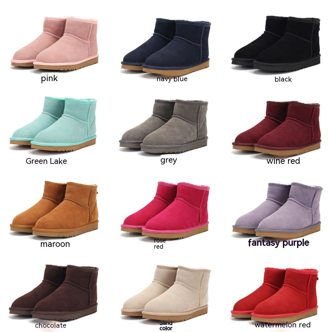 Botas de nieve de corte bajo Cuero Caucho Piel Moda Casual