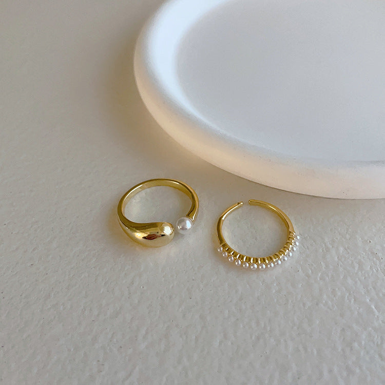 Women's Special-interest Design French Vintage Pearl Metal Ring