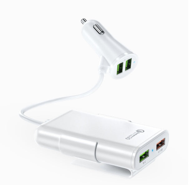 Compatible con el cargador de coche del asiento trasero QC3.0 2.4A3.1A 4 USB con cable un clip