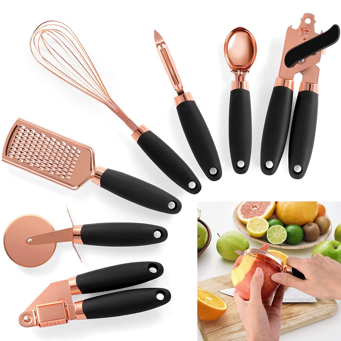 Juego de utensilios de cocina de acero inoxidable de 7 piezas