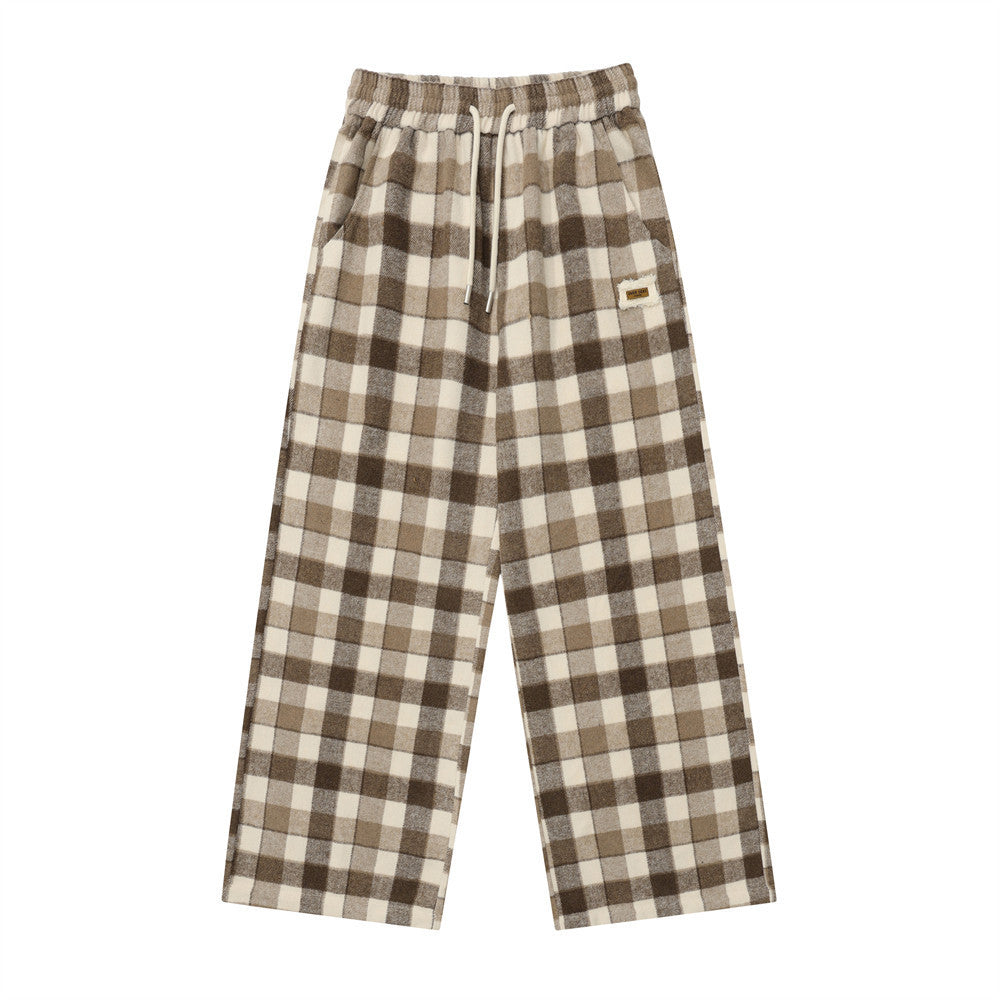 Plaid Casual Pants Men's American Retro