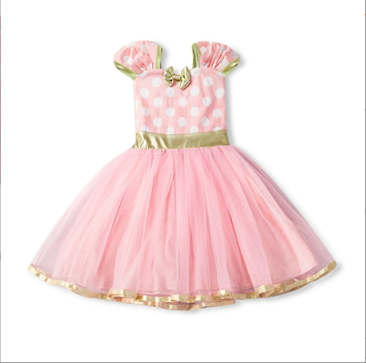 Robe de princesse avec gilet sans manches et nœud à pois