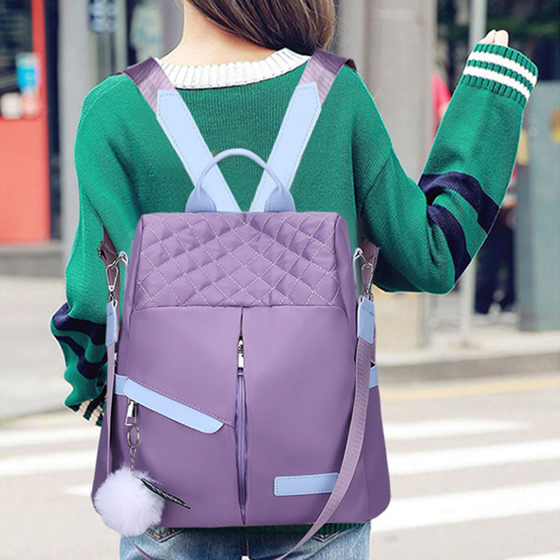 Sac à bandoulière en tissu Oxford décontracté pour femmes, sac à dos étanche de grande capacité de couleur contrastée