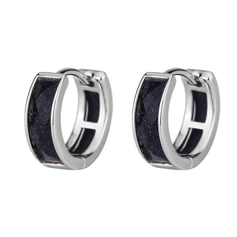 Sterling Silver Amethyst Sand Ear Clip Niche Hip Hop Cold Style