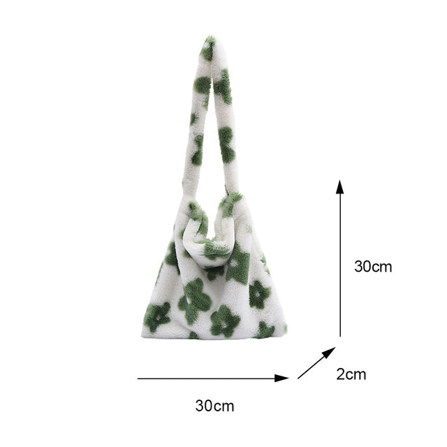 Sac à main portable en peluche pour femme