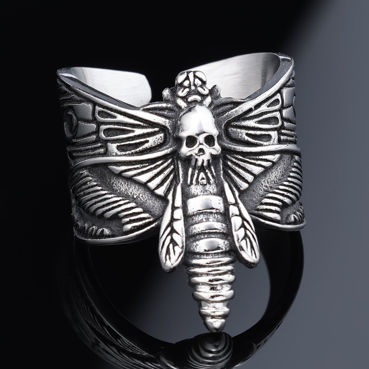 Papillon de mort gothique classique, en acier inoxydable, tendance, unisexe, en Stock
