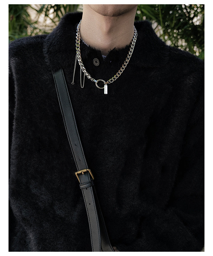 Collier avec anneau à pampilles et chaîne enroulée pour fête étudiante, tendance