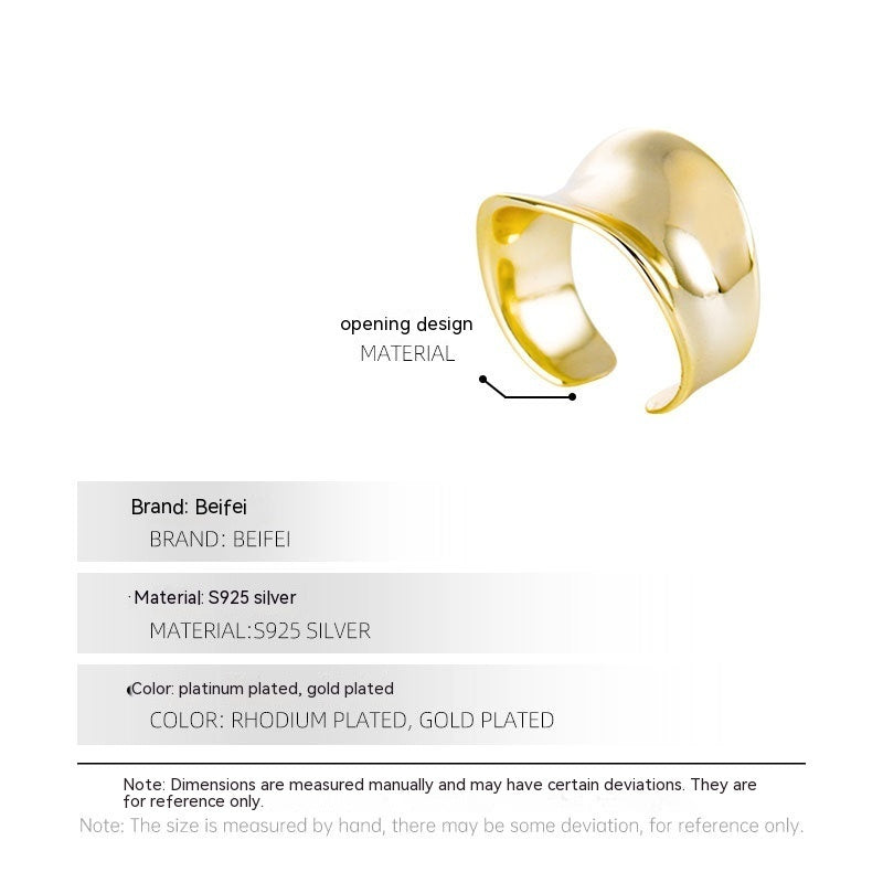 S925 Sterling Silver Ring Irregular Concave Female Ring