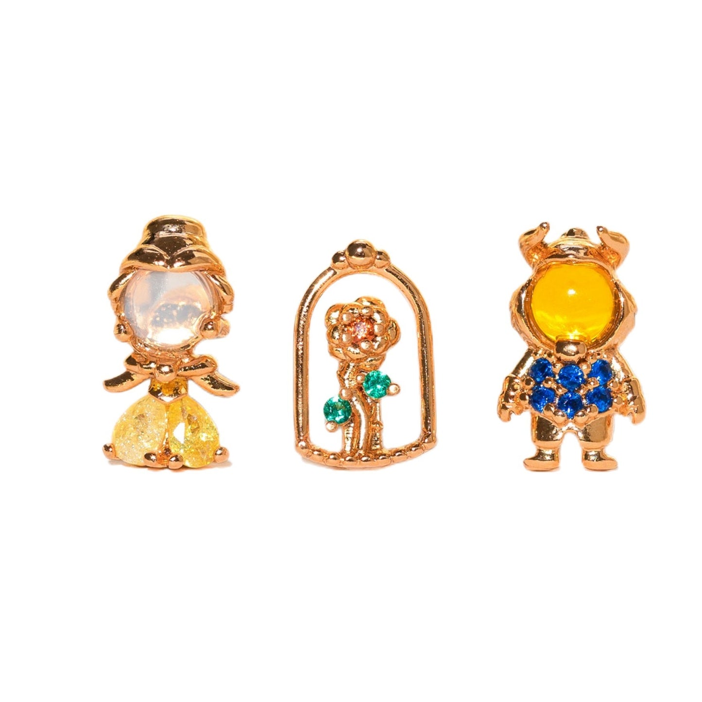 Boucles d'oreilles trois pièces de dessin animé, boucles d'oreilles de costume