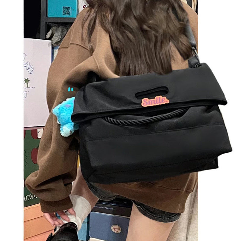 Nylon One-shoulder Crossbody Messenger Bag New College Students Class Large Capacity Totes