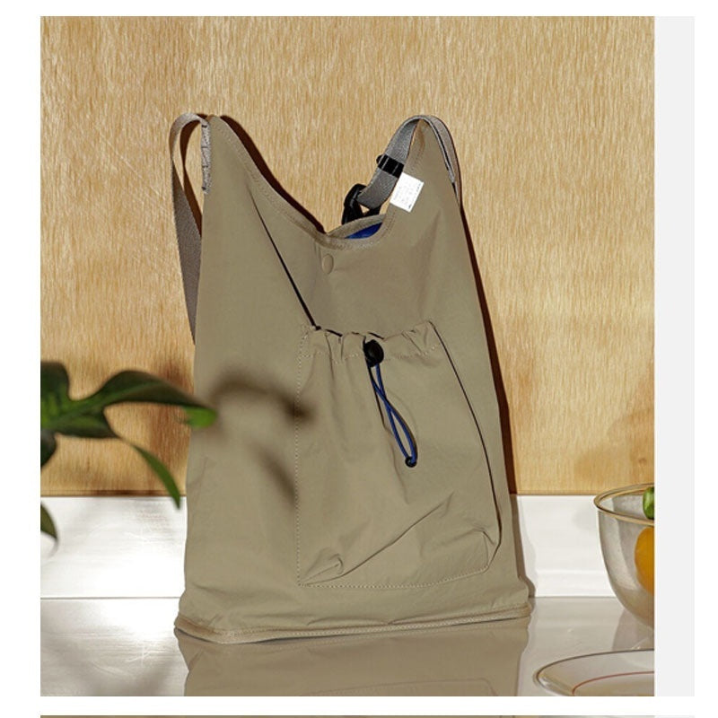 Bolso tipo cubo de nailon informal, sencillo y ligero, con cordón
