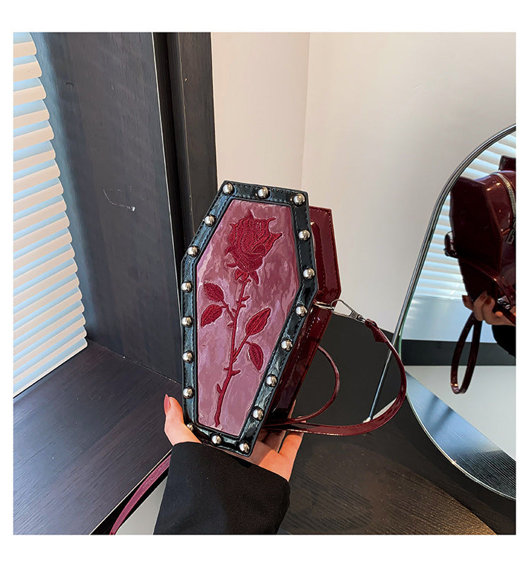 Bolso de hombro de ataúd fantasma de personalidad oscura europea y americana de Halloween de estilo gótico