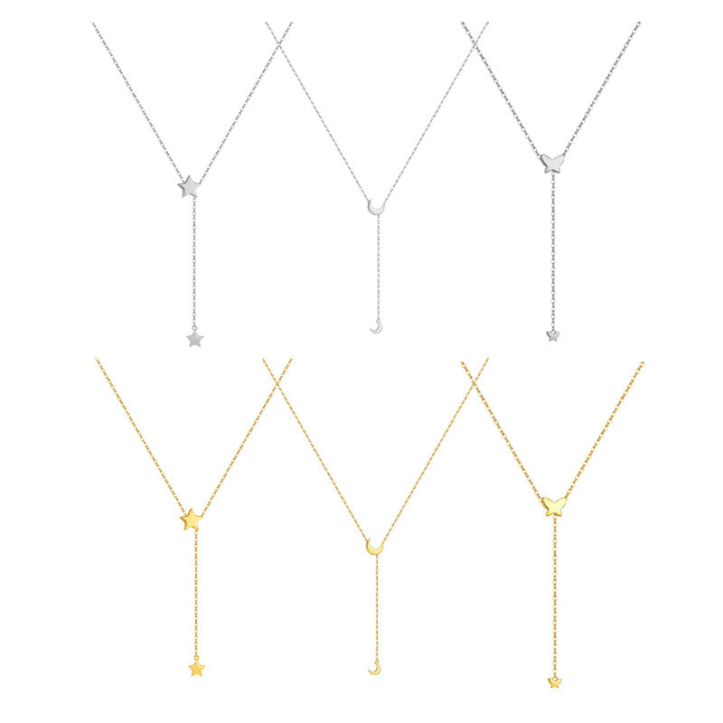 Collier pendentif lune et étoile