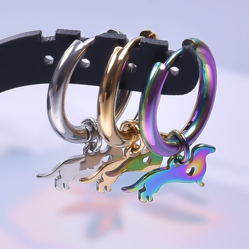 Boucles d'oreilles pour chien saucisse colorée galvanisées sous vide