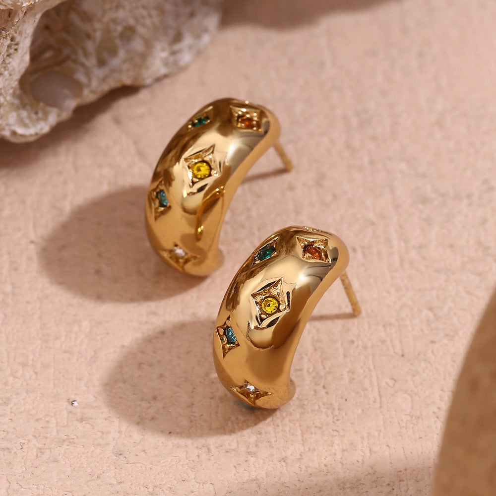 Boucles d'oreilles mode étoile Zircon lune