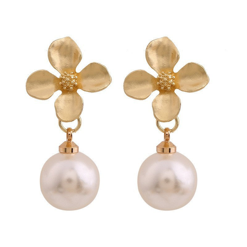 Boucles d'oreilles en argent sterling avec perles et fleurs pour femme