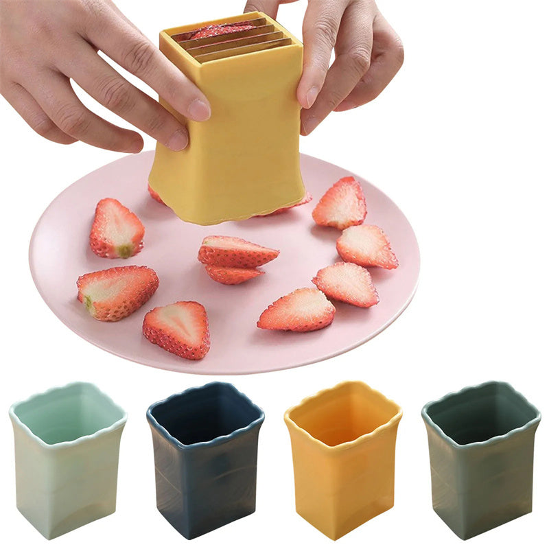 Trancheuses de tasses trancheuses de fruits trancheuses d'oeufs trancheuses de fraises en acier inoxydable coupe-banane coupe-fruits et légumes Gadget de cuisine