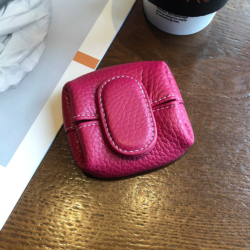 Porte-Monnaie Femme Boucle Première Couche en Cuir de Vachette Porte-Monnaie Porte-clés Sac de Transport