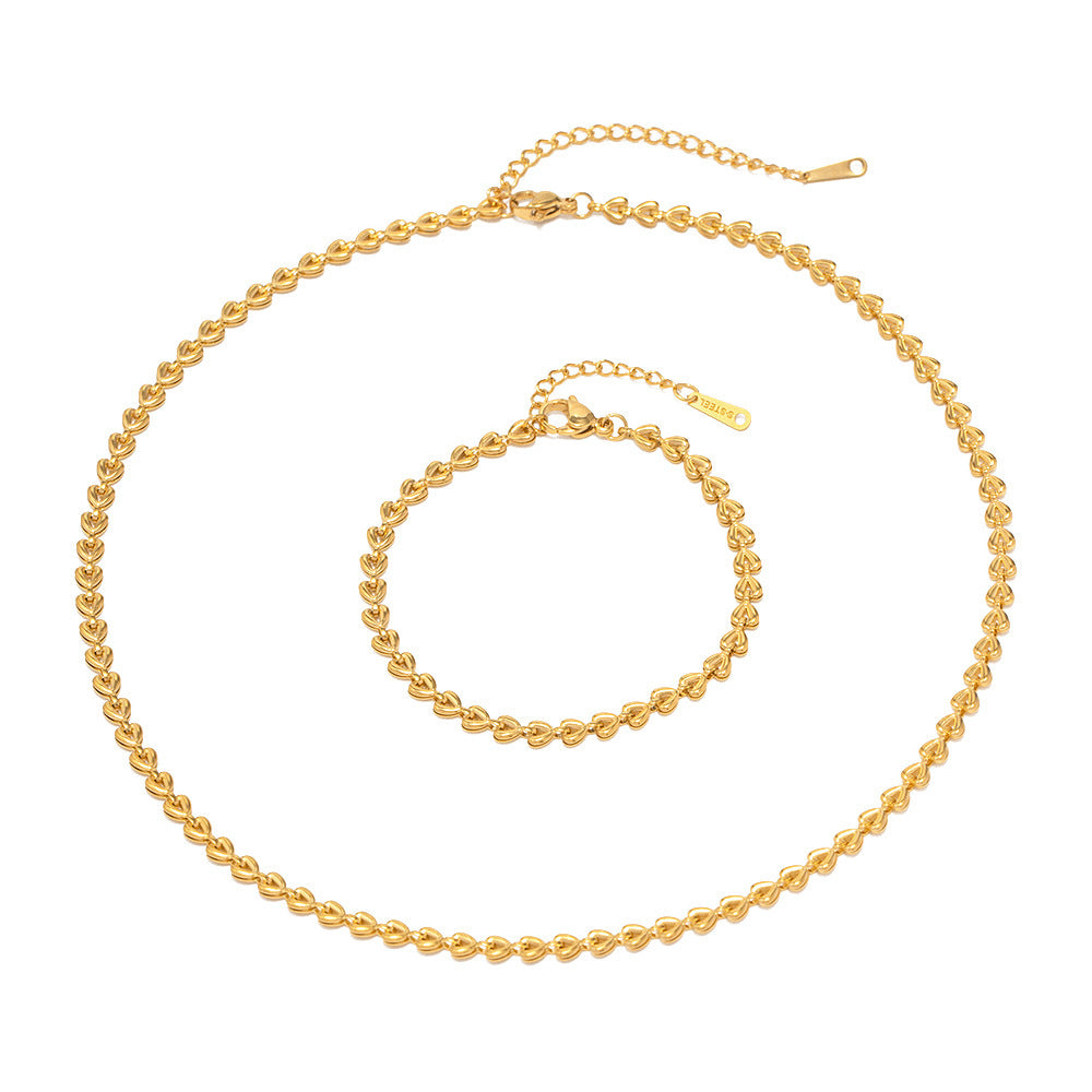 Ins Style – collier et bracelet tissés en acier inoxydable plaqué or 18 carats, creux, amour