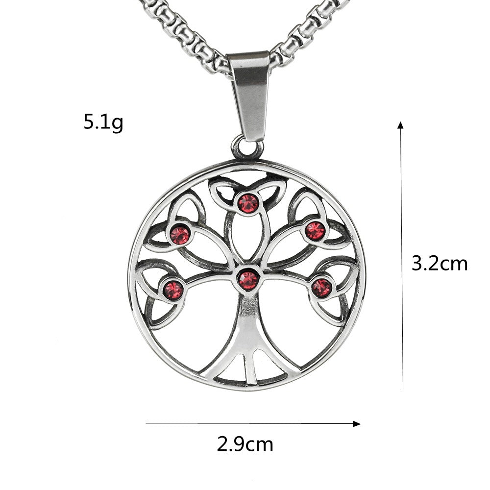 Collier en acier inoxydable avec pendentif arbre de vie pour hommes en acier titane