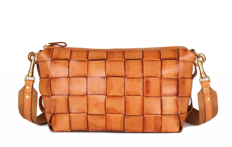 Sac à bandoulière vintage tissé à la main avec peau de vache à couche supérieure tannée végétale