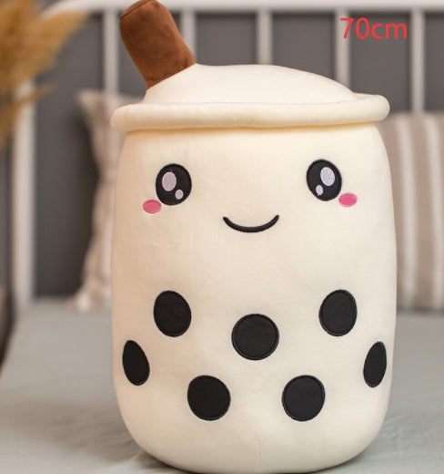 Peluche de boisson aux fruits, mignonne, douce, fraise, lait, thé, tasse de thé Boba, jouet bulle de thé, oreiller, coussin, cadeau pour enfants