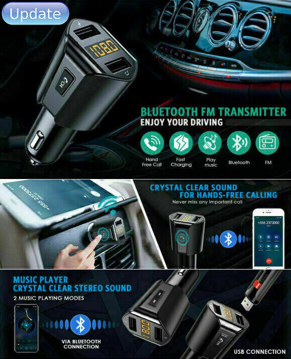 Lecteur MP3 pour voiture, Radio sans fil, Bluetooth, transmetteur FM, adaptateur, 2 ports USB, Kit de voiture, nouvelle collection