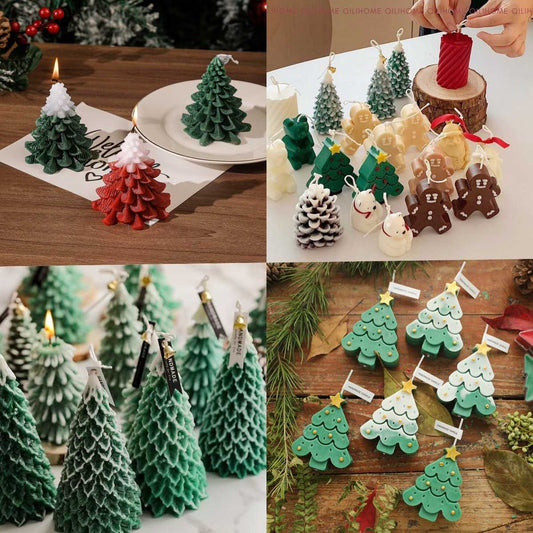 Moules en Silicone pour arbre de noël, pour bricolage, décoration d'ambiance créative, bougies parfumées faites à la main