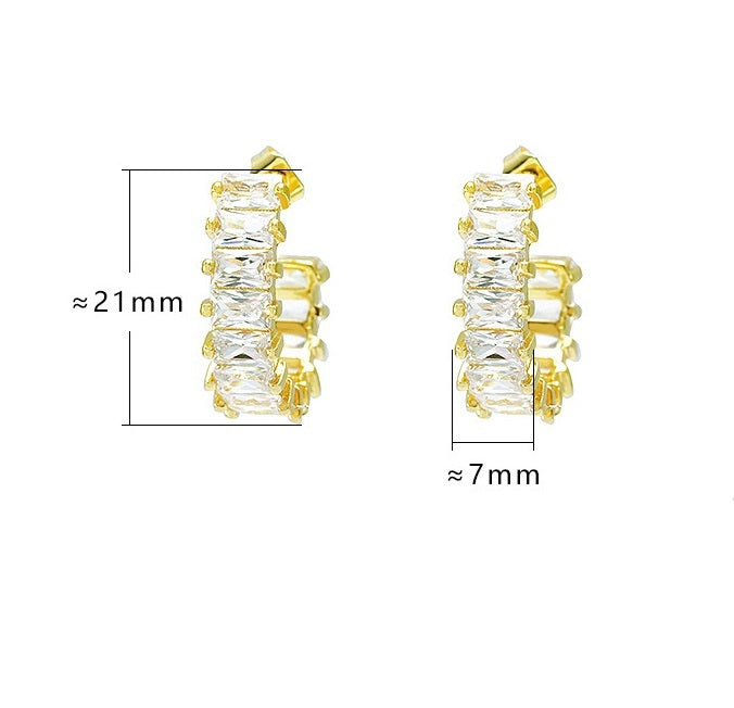Boucles d'oreilles élégantes et gracieuses en zircon plaqué or 18 carats