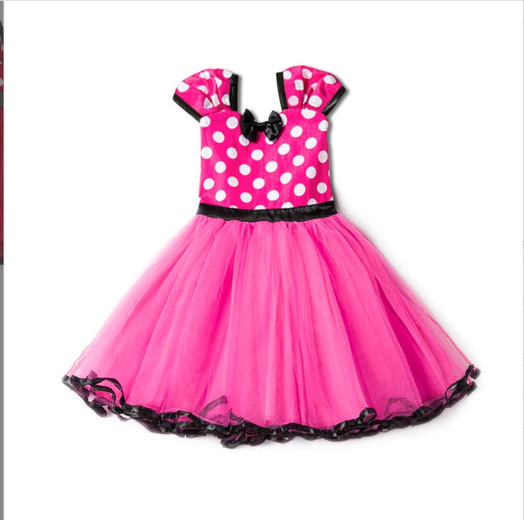 Robe de princesse avec gilet sans manches et nœud à pois