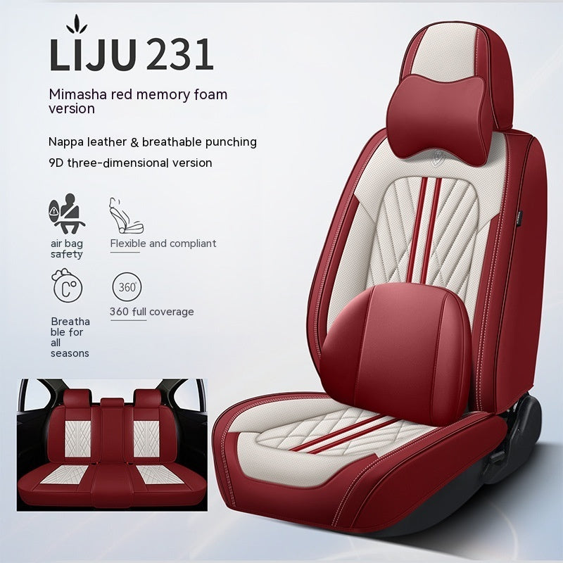Coussin de siège de voiture à cinq places en cuir tout compris