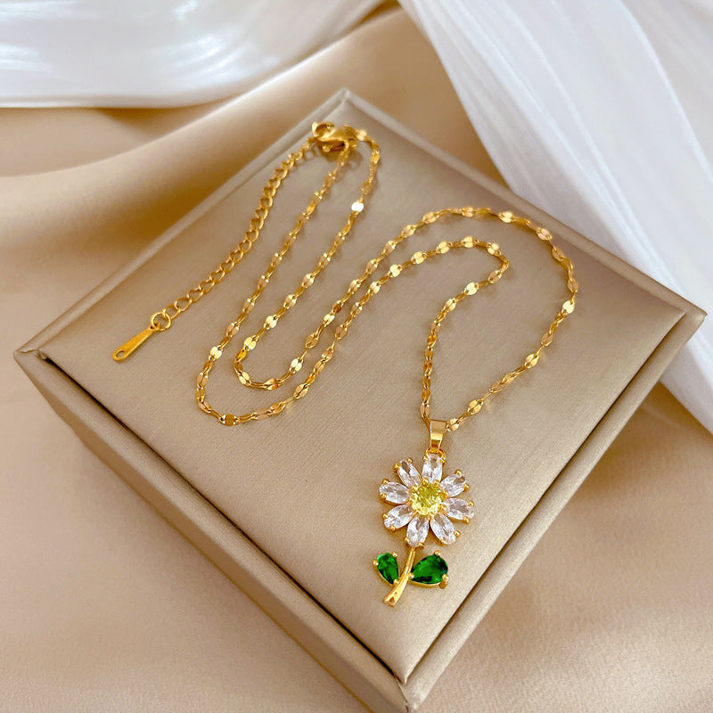 Women's Full Zirconium Flower Necklace