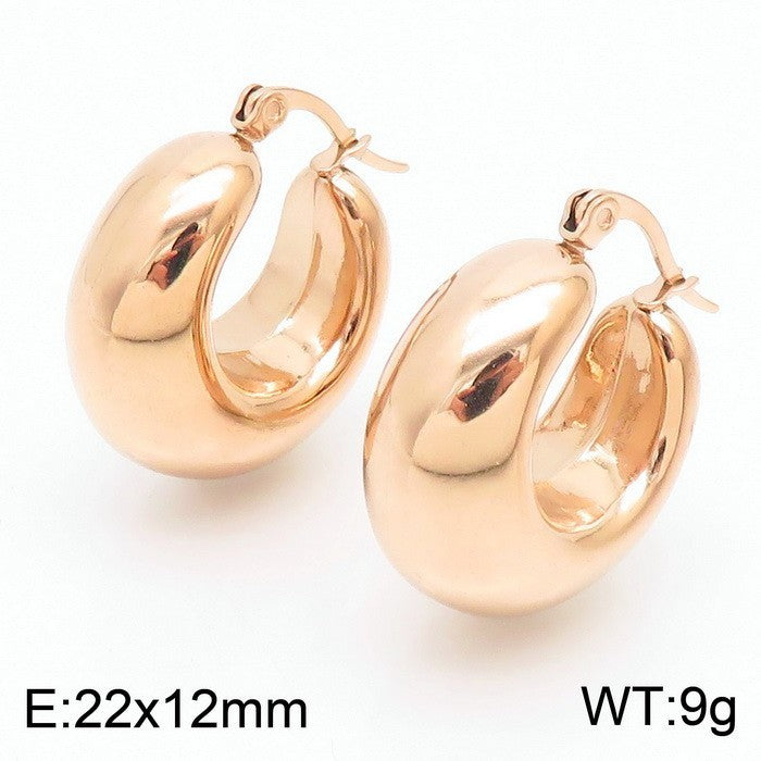Clip d'oreille brillant en forme de U en acier titane plaqué boucles d'oreilles creuses 18 carats