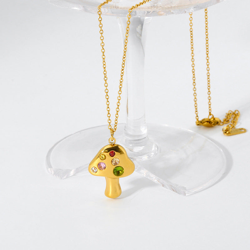Collier pendentif champignon de dessin animé mignon, tout assorti
