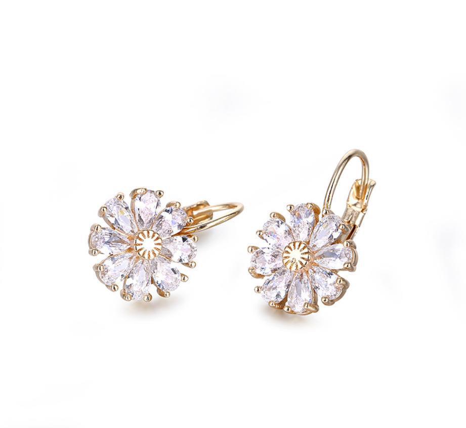 Flower Color Zircon Stud Earrings For Women