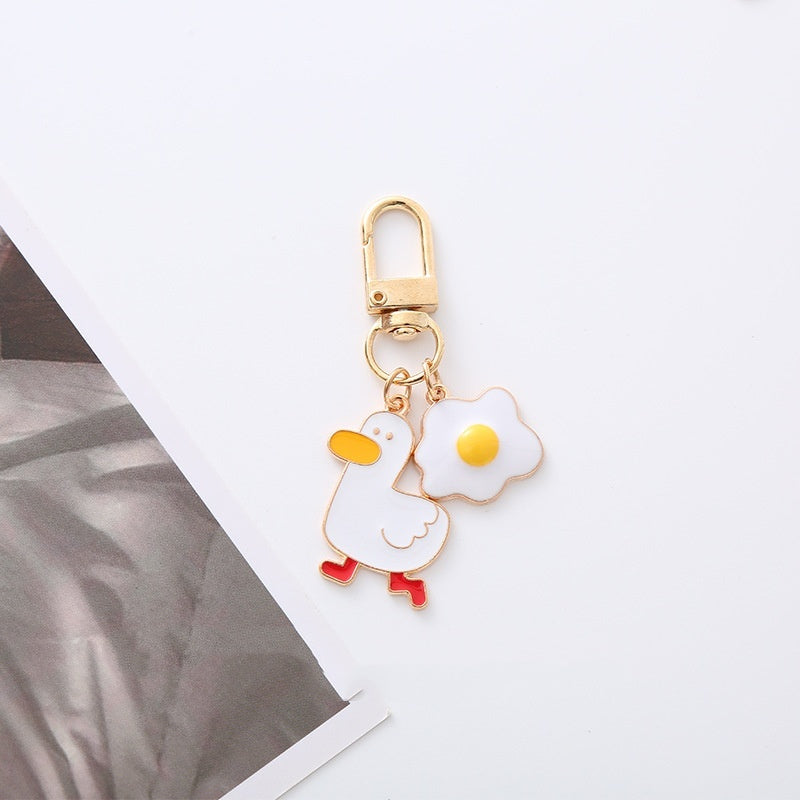 Porte-clés de voiture Canard aux œufs frits à l'ananas