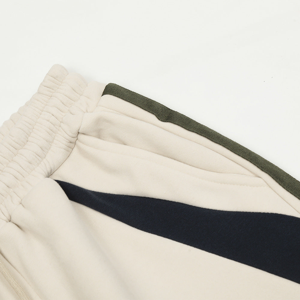 Patchwork Stripes Casual Straight Trousers Male