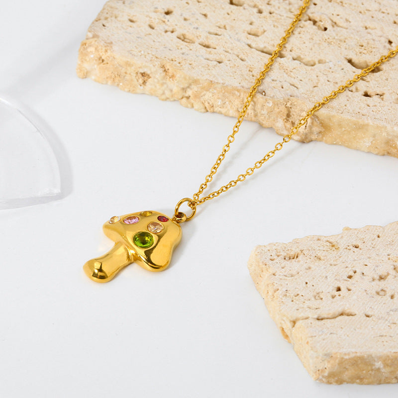 Collier pendentif champignon de dessin animé mignon, tout assorti