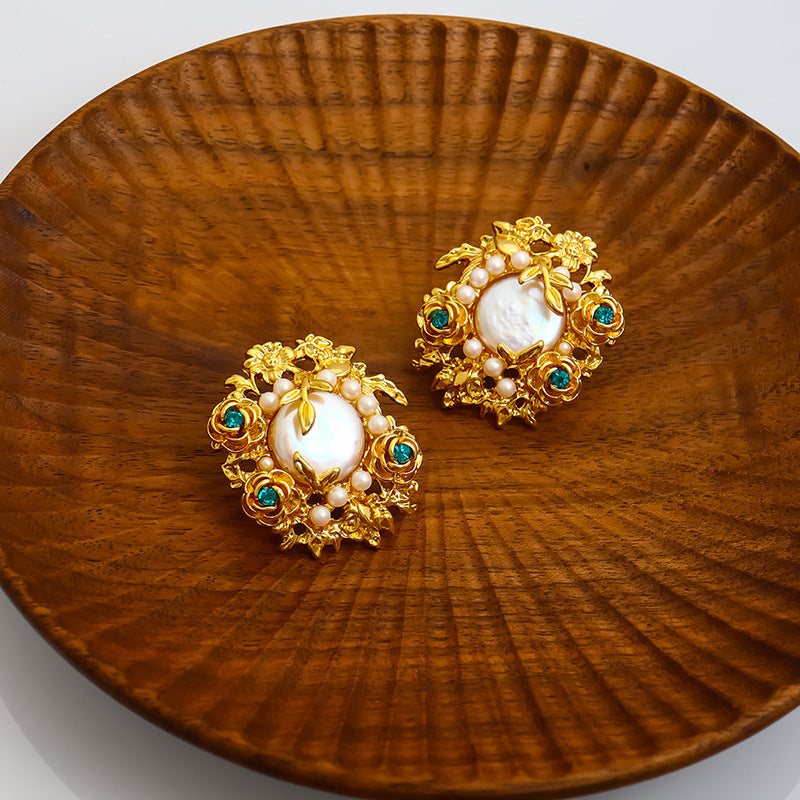 Pendientes de perlas barrocas rosas de lujo ligero