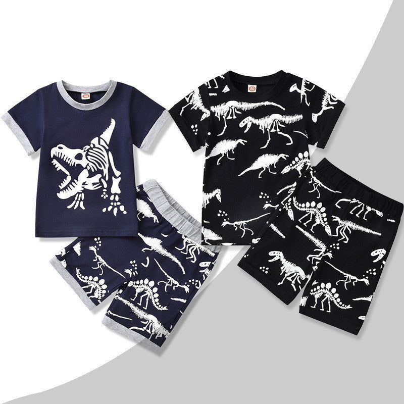 Vêtements d'été pour enfants dinosaures à manches courtes