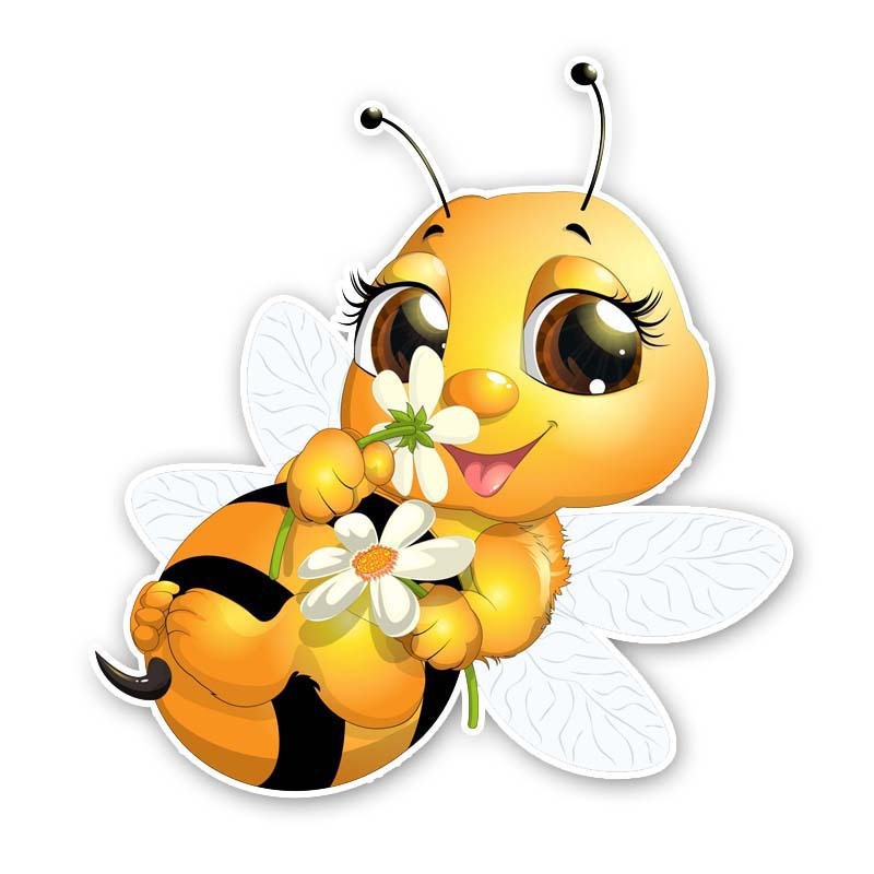 Autocollant de fenêtre de pare-chocs de carrosserie de voiture de petite abeille de dessin animé