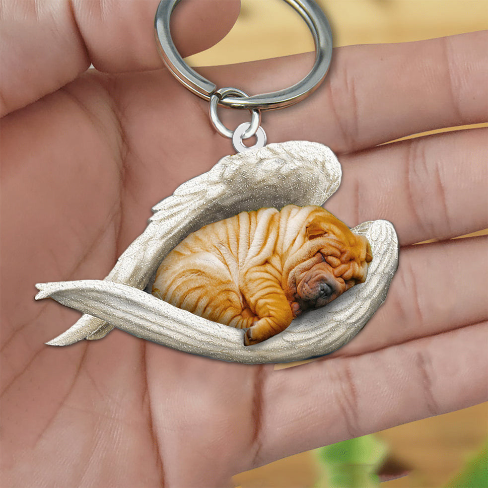 New Unique Dogs And Cats Sleeping Angel Pendant Car Key Ring