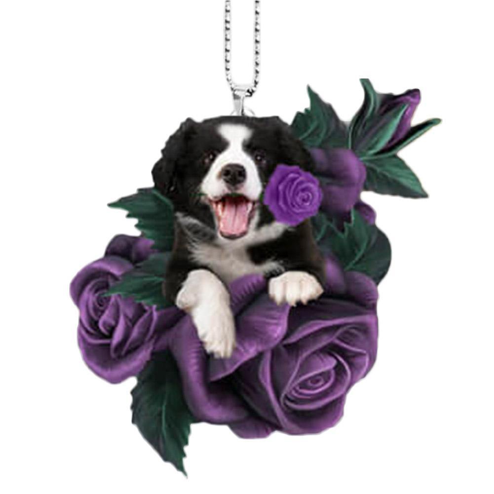 Colgante plano de acrílico con perro rosa