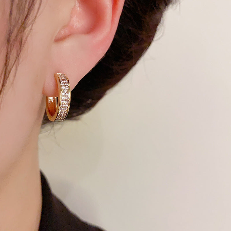 Fashionable All-match Micro-inlaid Ear Clip Niche Design Earrings