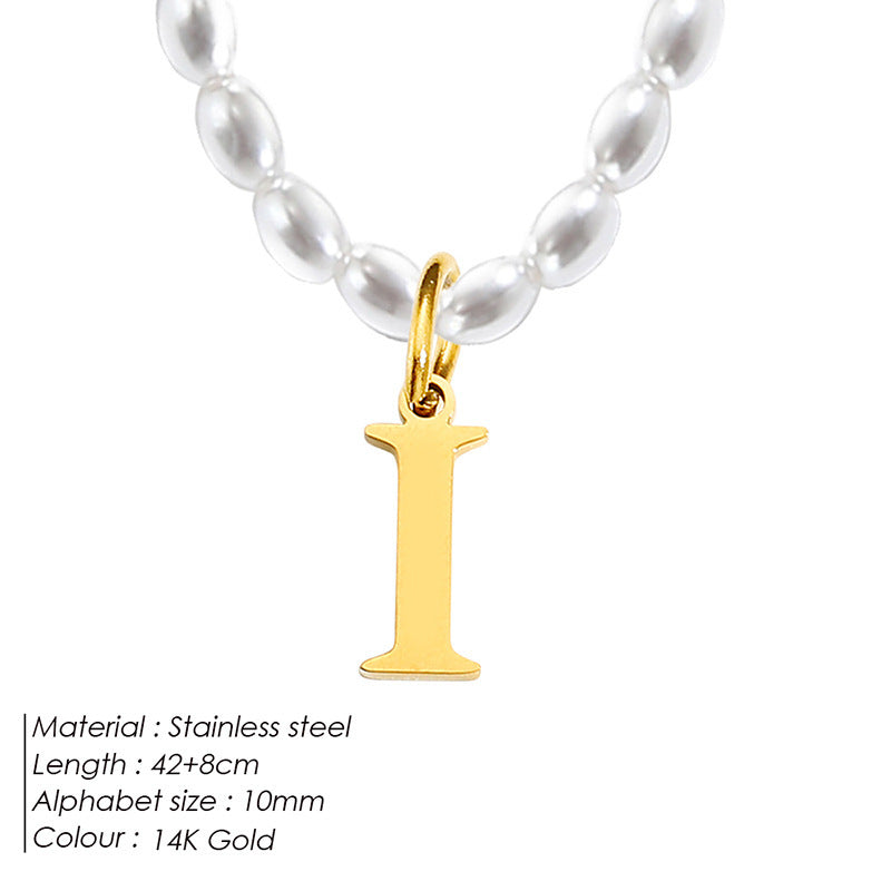 Collar de letras de acero inoxidable con diseño minoritario de lujo ligero