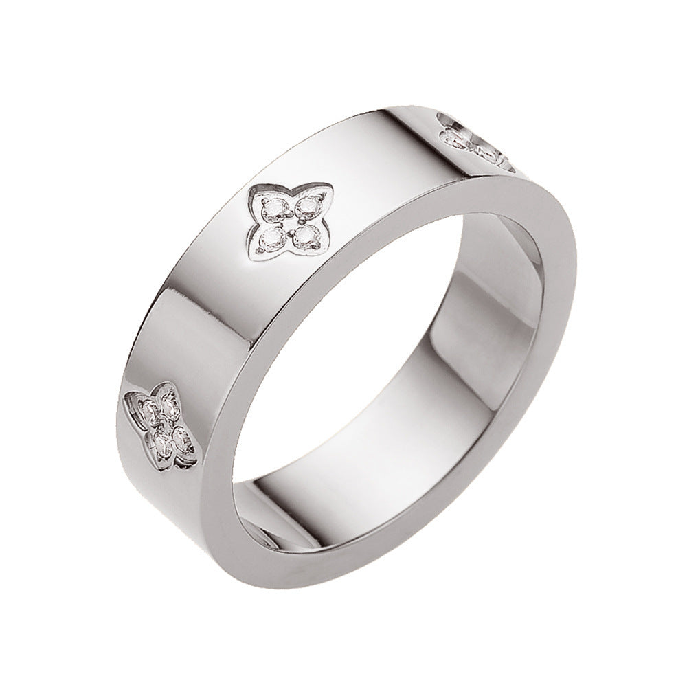 Bague en acier titane sertie de diamants Female Love