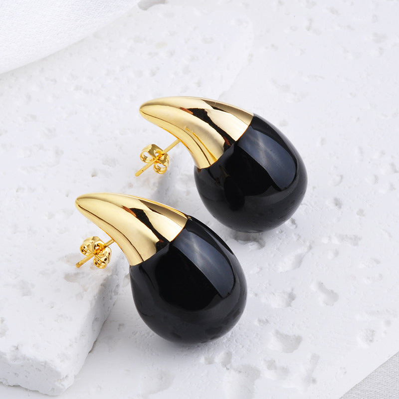 Boucles d'oreilles à tige creuses en forme de larme pour femmes